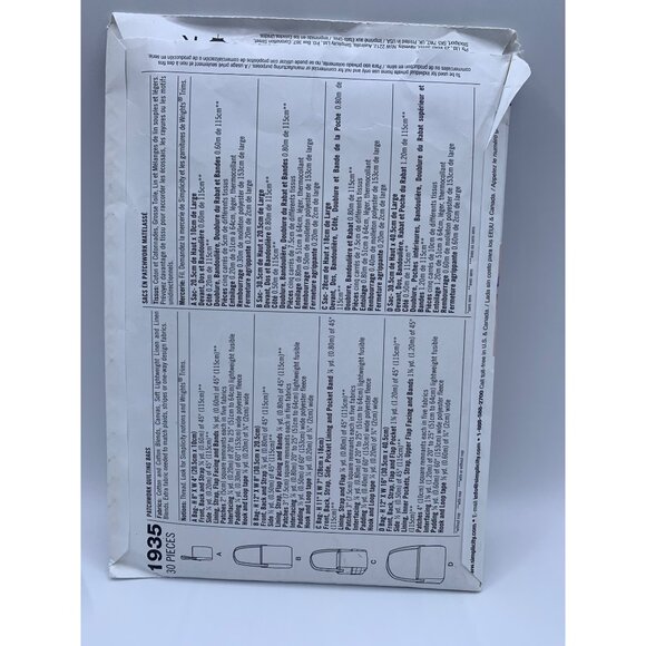 Simplicity Patchwork Quilting Bags Sewing Pattern 1935 - uncut - Picture 2 of 4